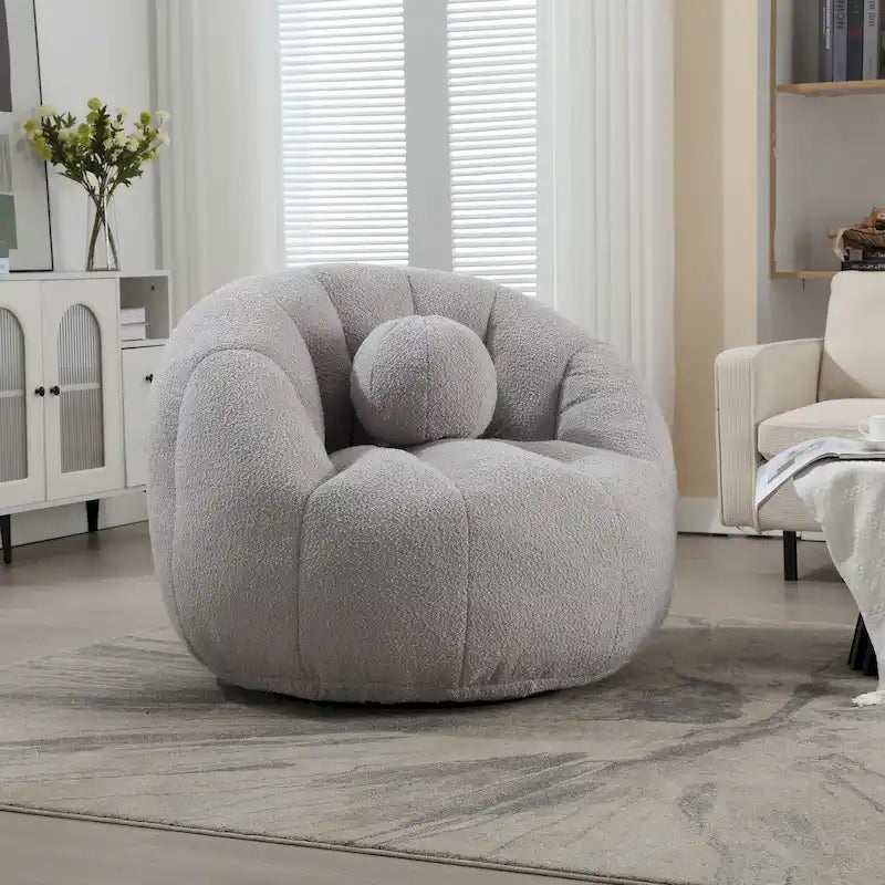 Bouclé runder Sitzsack mit Kissen
