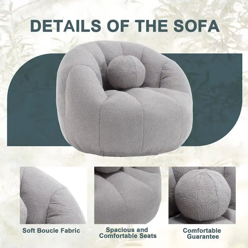 Bouclé runder Sitzsack mit Kissen