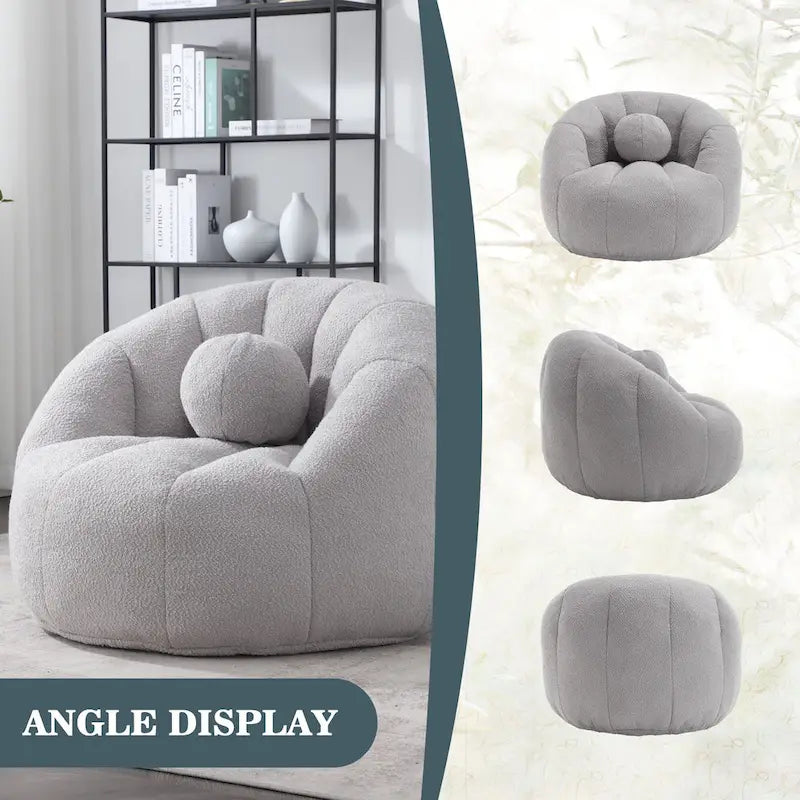 Bouclé runder Sitzsack mit Kissen