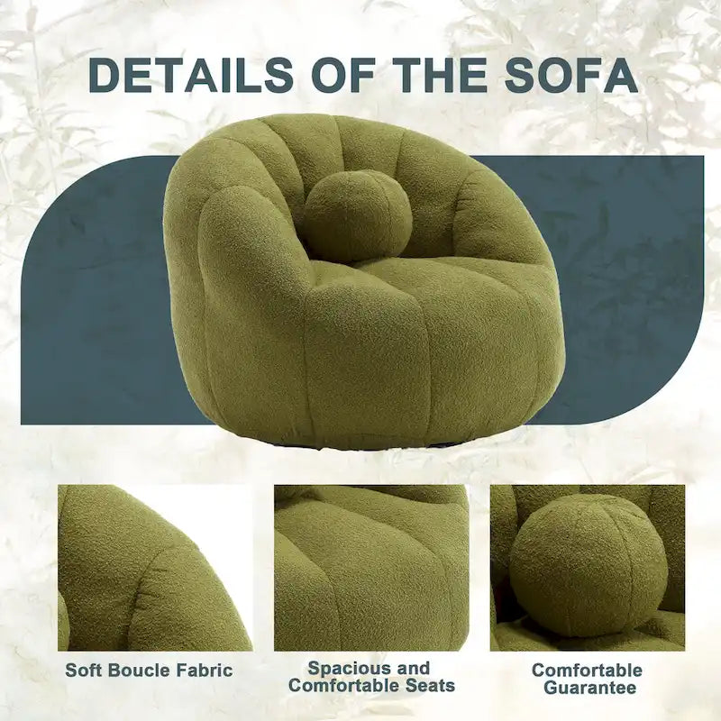Bouclé runder Sitzsack mit Kissen