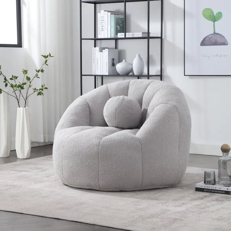 Bouclé runder Sitzsack mit Kissen