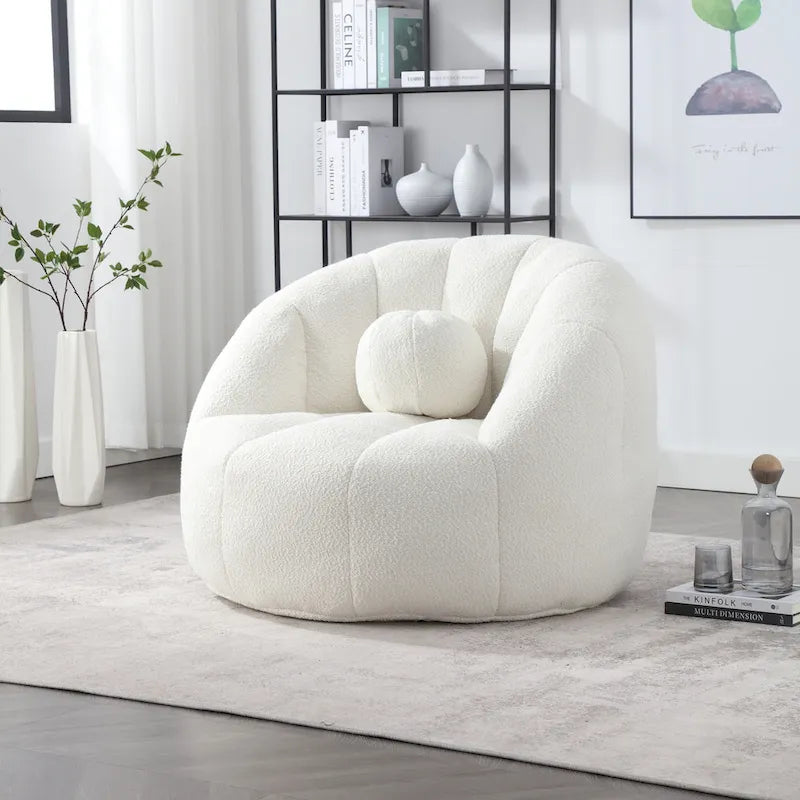 Bouclé runder Sitzsack mit Kissen