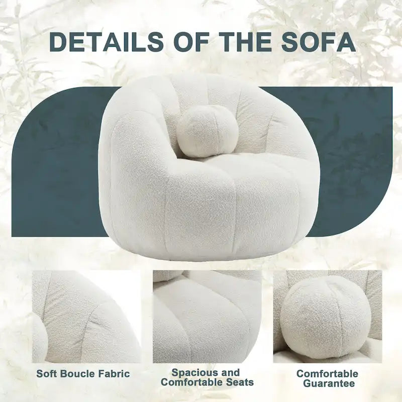 Bouclé runder Sitzsack mit Kissen