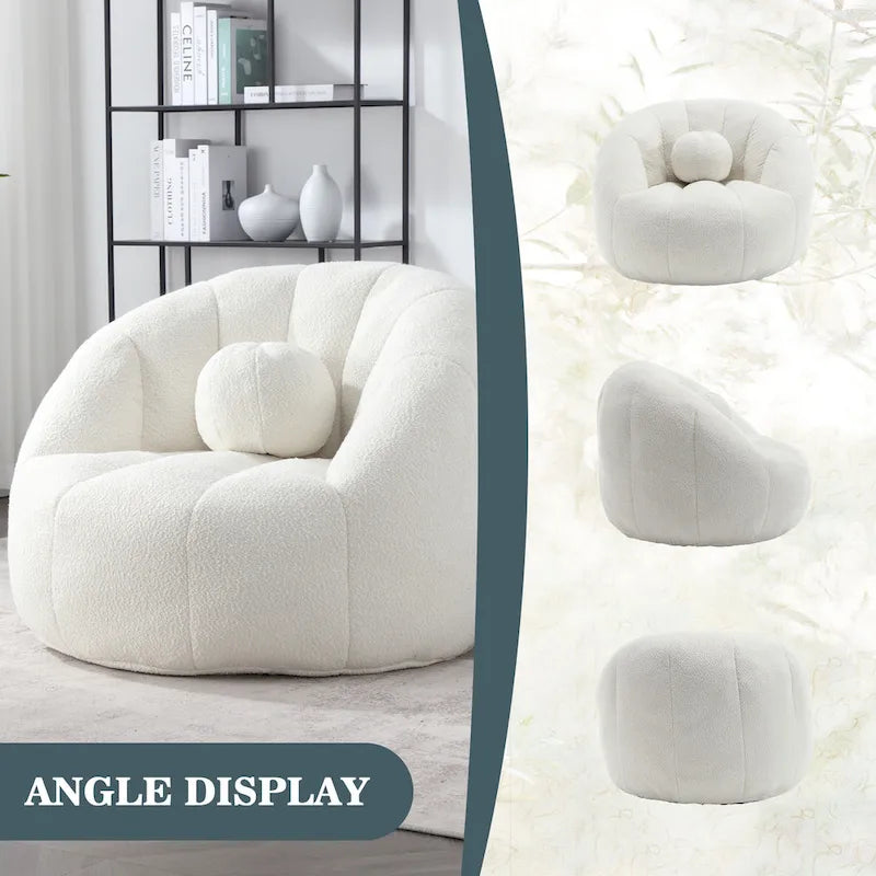 Bouclé runder Sitzsack mit Kissen