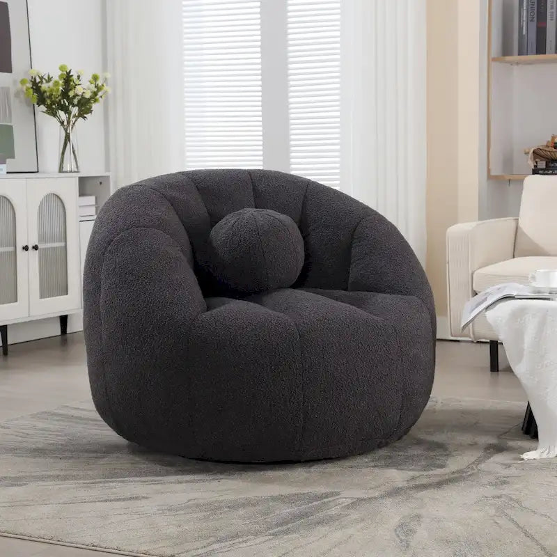 Bouclé runder Sitzsack mit Kissen