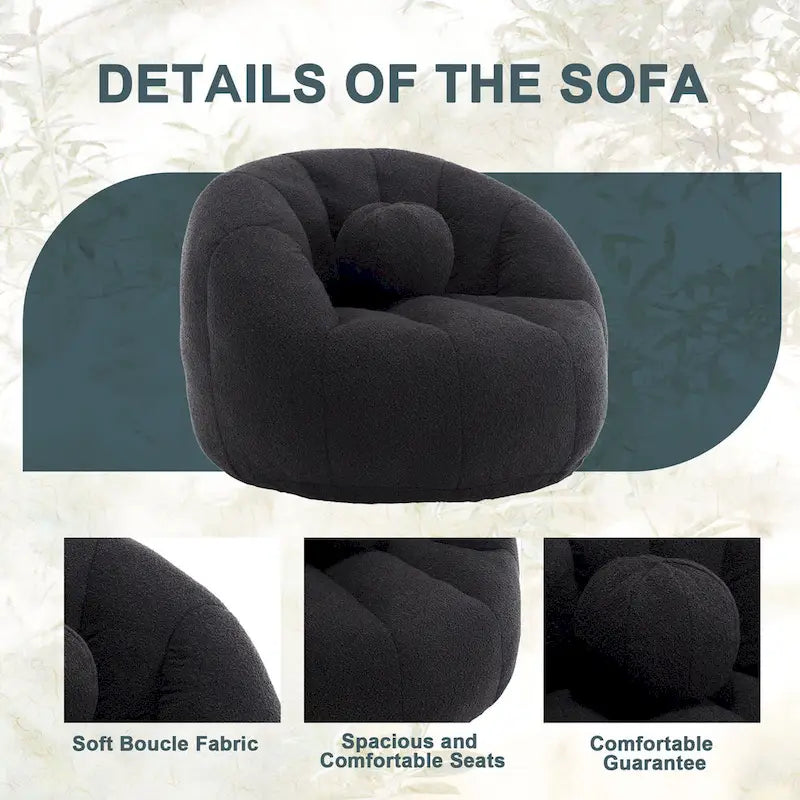 Bouclé runder Sitzsack mit Kissen