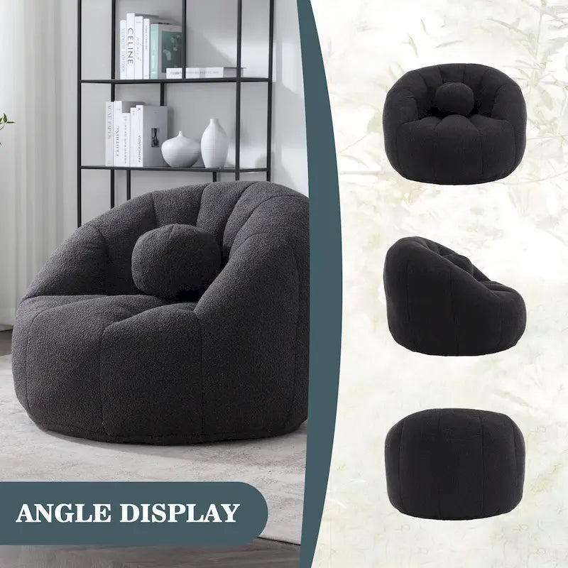 Bouclé runder Sitzsack mit Kissen