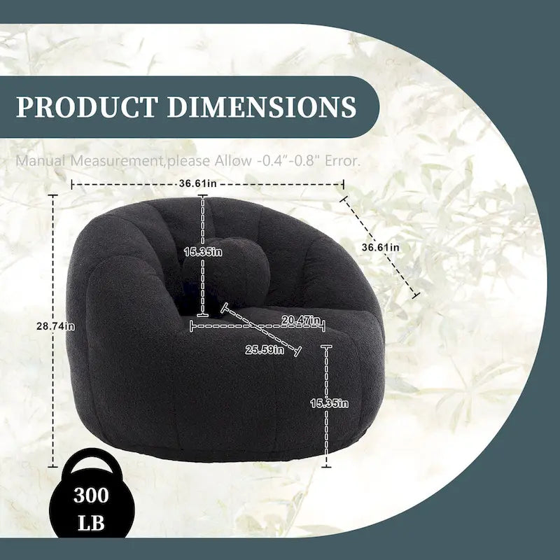 Bouclé runder Sitzsack mit Kissen