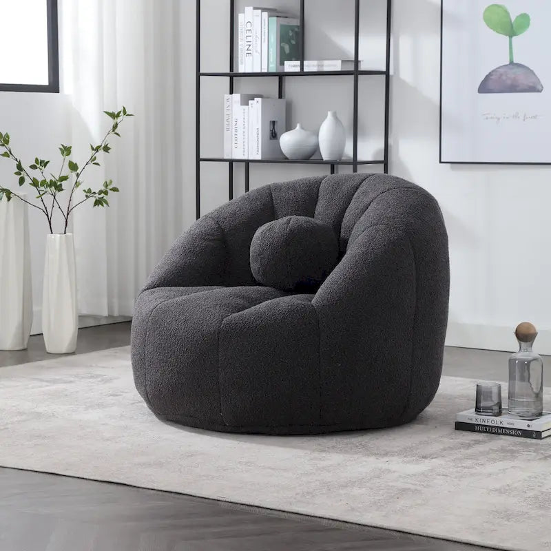 Bouclé runder Sitzsack mit Kissen