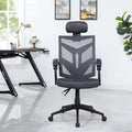 Ergonomischer Bürostuhl mit hoher Rückenlehne, Netzstoff und Kopfstütze