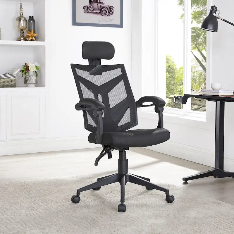Ergonomischer Bürostuhl mit hoher Rückenlehne, Netzstoff und Kopfstütze