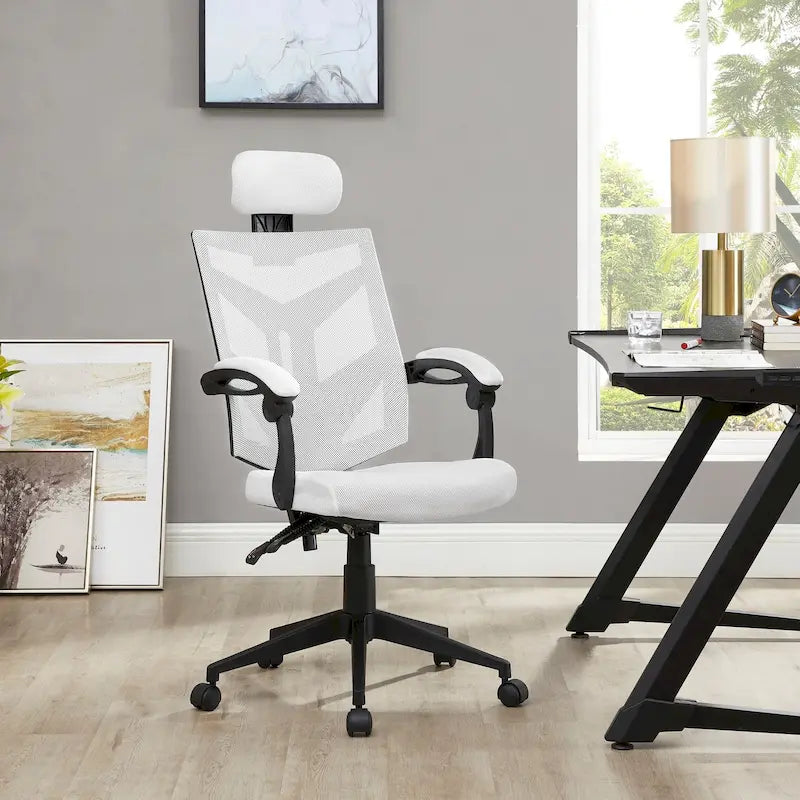 Ergonomischer Bürostuhl mit hoher Rückenlehne, Netzstoff und Kopfstütze
