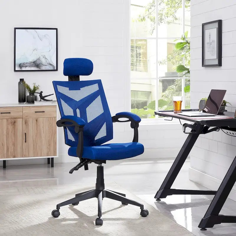 Ergonomischer Bürostuhl mit hoher Rückenlehne, Netzstoff und Kopfstütze