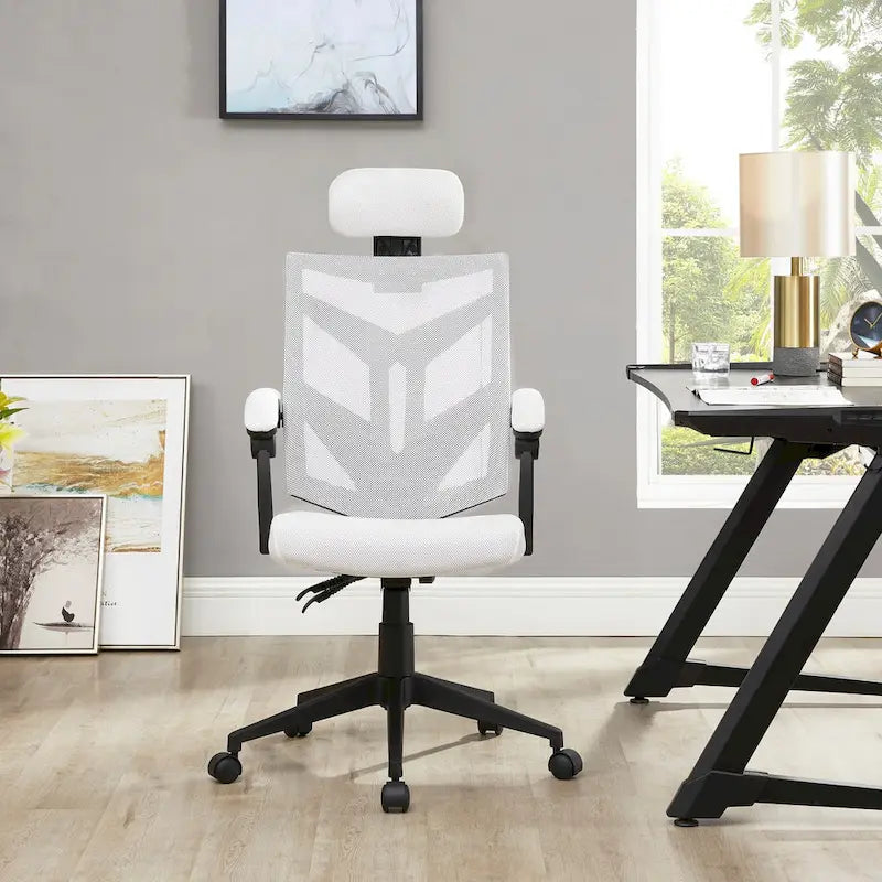 Ergonomischer Bürostuhl mit hoher Rückenlehne, Netzstoff und Kopfstütze