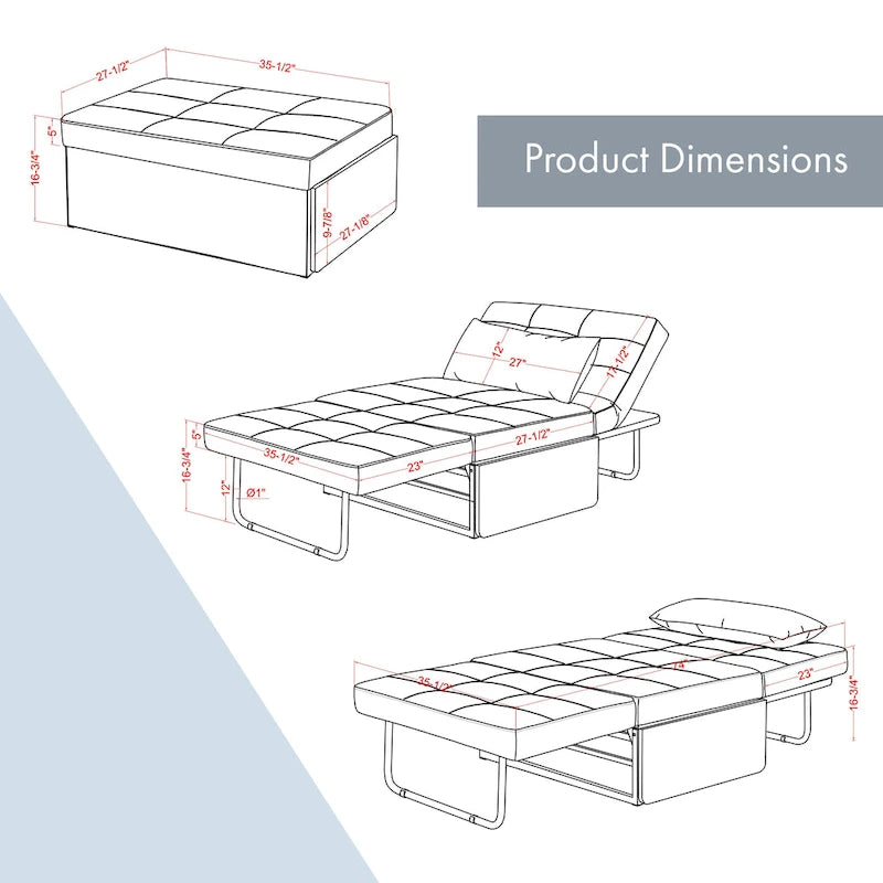 Cabrio Cocktail-Ottomane/Futon mit klappbarem Beistelltisch