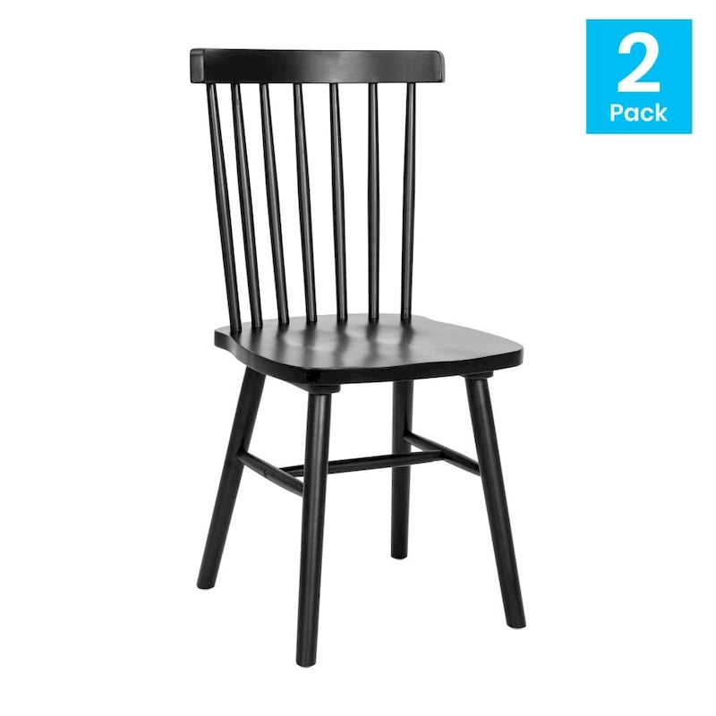 Esszimmerstühle im Windsor-Stil aus Massivholz mit Spindellehne, 2er-Set