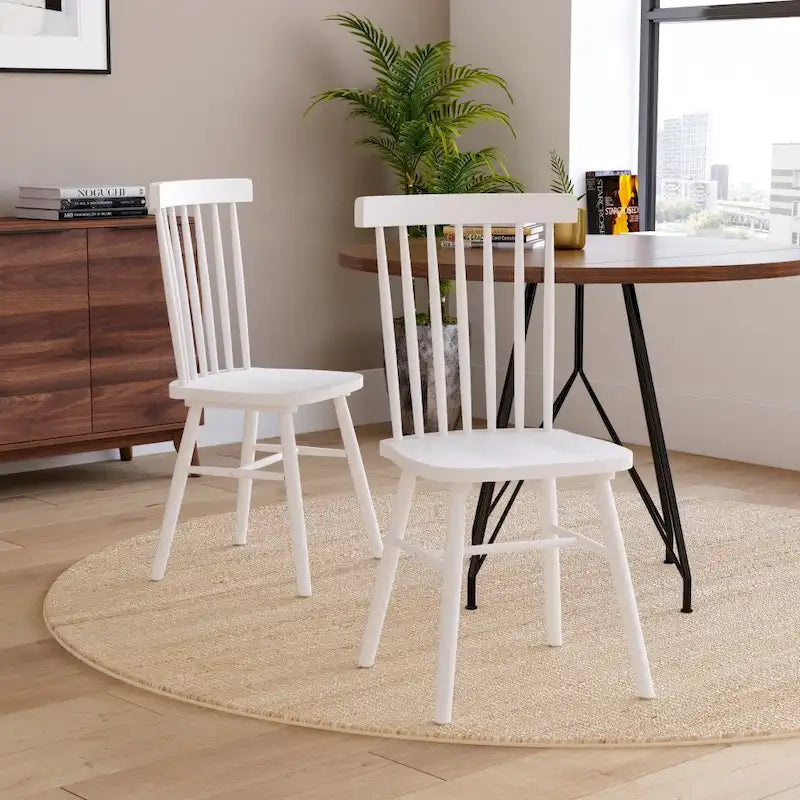 Esszimmerstühle im Windsor-Stil aus Massivholz mit Spindellehne, 2er-Set