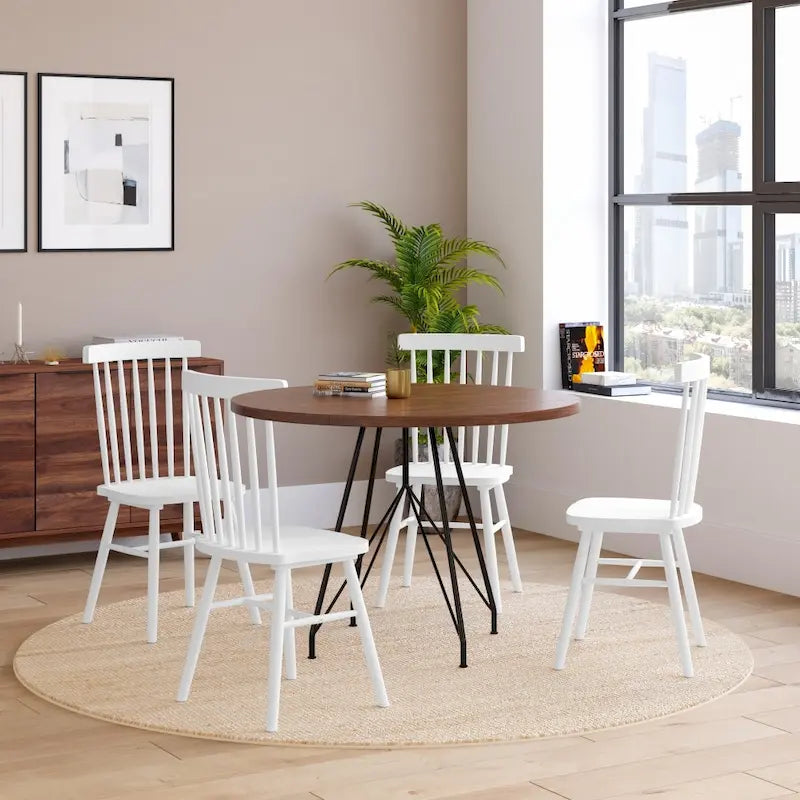 Esszimmerstühle im Windsor-Stil aus Massivholz mit Spindellehne, 2er-Set