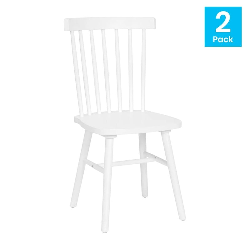 Esszimmerstühle im Windsor-Stil aus Massivholz mit Spindellehne, 2er-Set