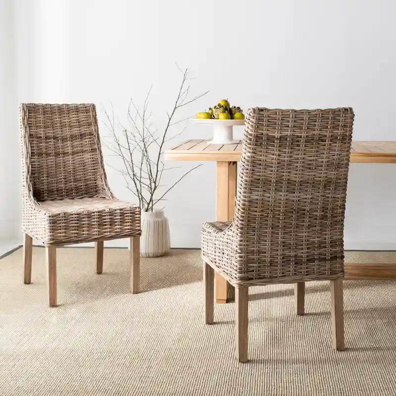 Sessel aus Rattan für Innenbereich, 2er-Set – Braun, 20B x 24T x 39H