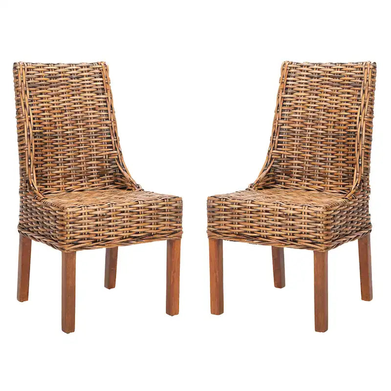 Sessel aus Rattan für Innenbereich, 2er-Set – Braun, 20B x 24T x 39H