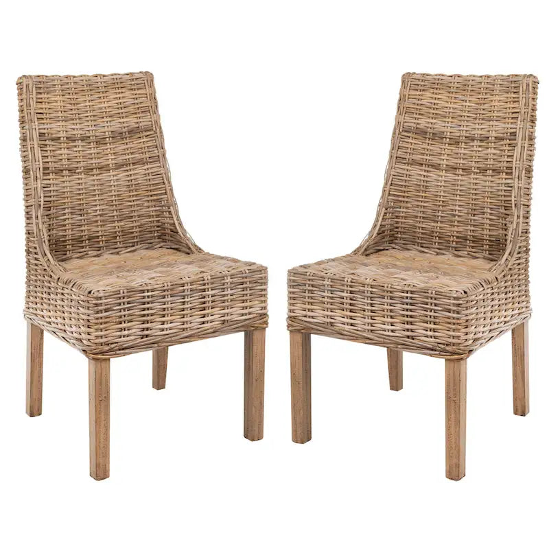 Sessel aus Rattan für Innenbereich, 2er-Set – Braun, 20B x 24T x 39H