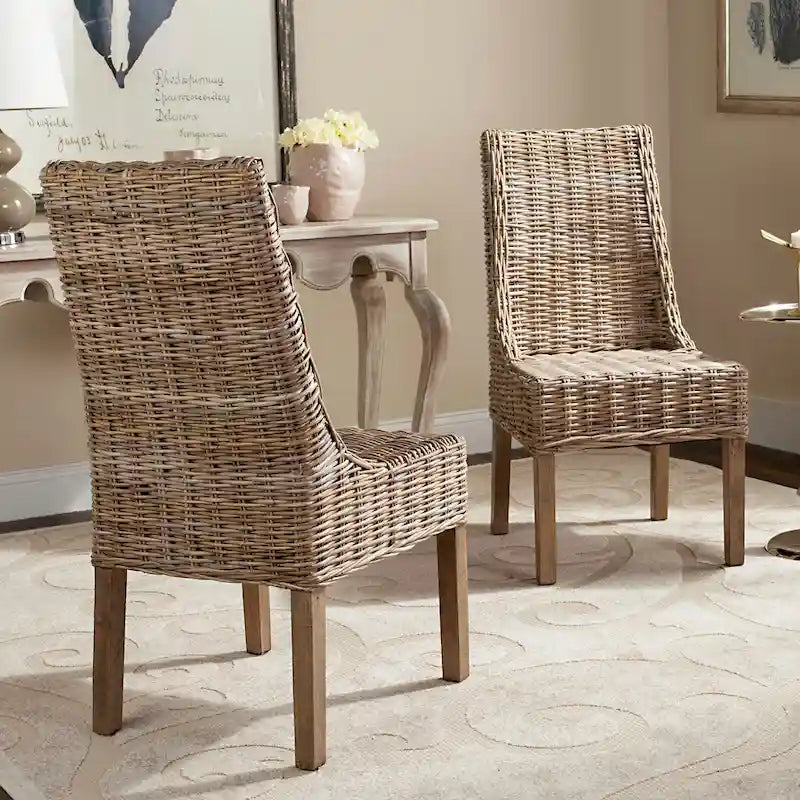 Sessel aus Rattan für Innenbereich, 2er-Set – Braun, 20B x 24T x 39H