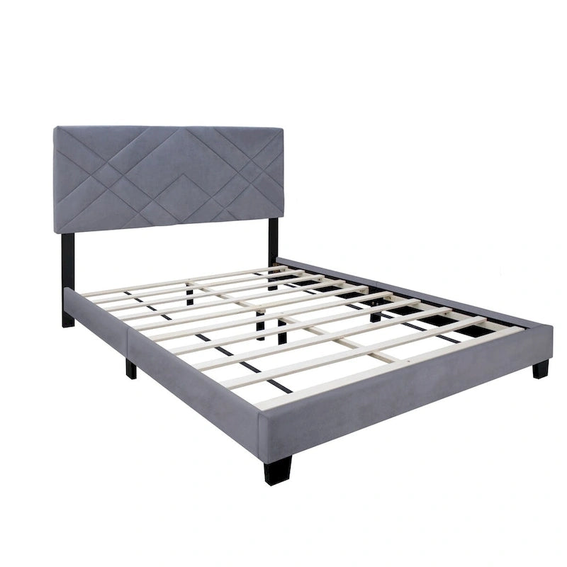 Gepolstertes Kopfteil für Queensize-Betten, verstellbarer Bettrahmen, Samtstoff