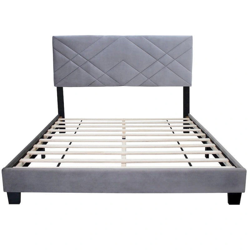 Gepolstertes Kopfteil für Queensize-Betten, verstellbarer Bettrahmen, Samtstoff