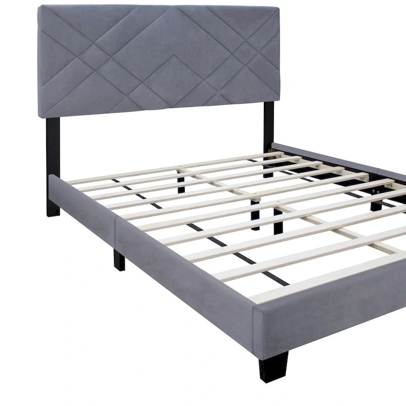 Gepolstertes Kopfteil für Queensize-Betten, verstellbarer Bettrahmen, Samtstoff