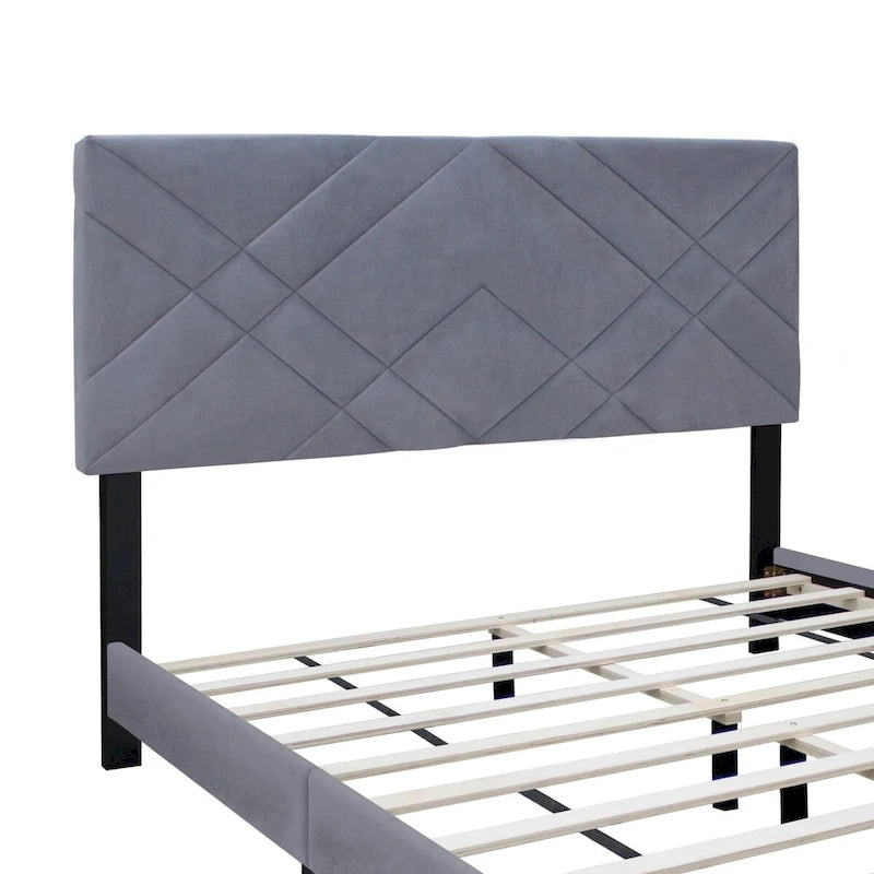 Gepolstertes Kopfteil für Queensize-Betten, verstellbarer Bettrahmen, Samtstoff