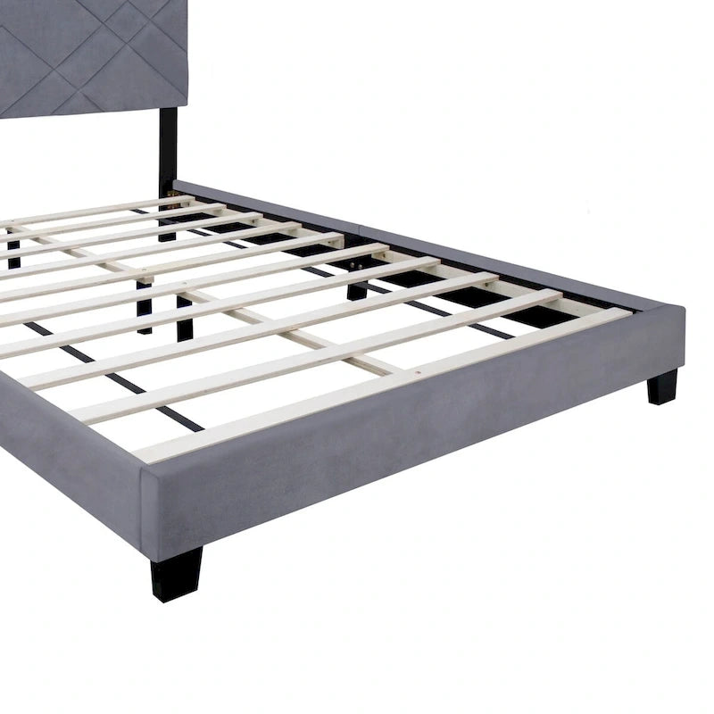 Gepolstertes Kopfteil für Queensize-Betten, verstellbarer Bettrahmen, Samtstoff