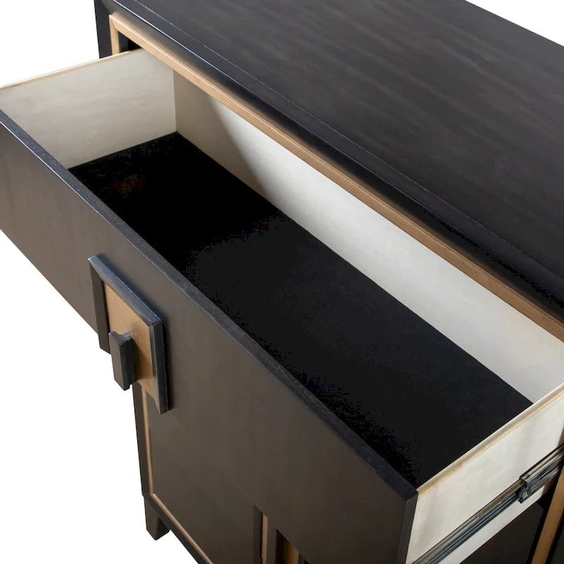 Moderne Kommode aus massivem Espressholz mit 5 Schubladen