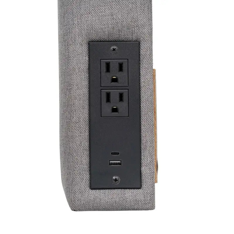 Gepolstertes Kopfteil mit 2 Steckdosen, 1 USB- und 1 USB-C-Anschluss
