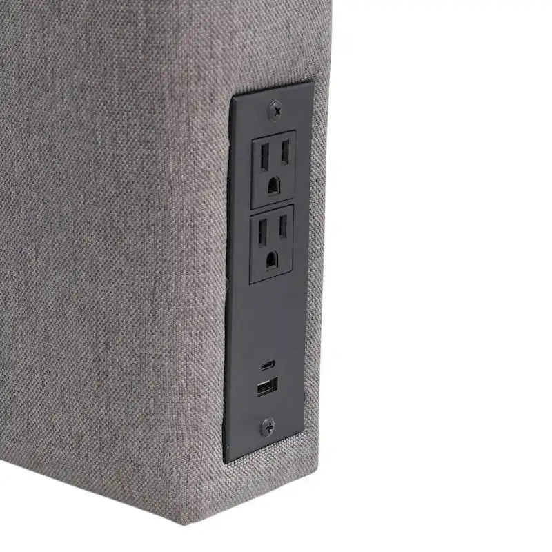 Gepolstertes Kopfteil mit 2 Steckdosen, 1 USB- und 1 USB-C-Anschluss