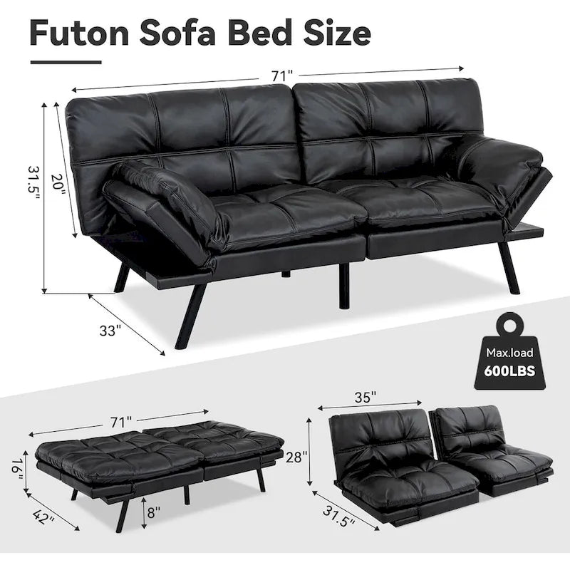 Cabrio Futon Schlafsofa mit verstellbaren Armlehnen
