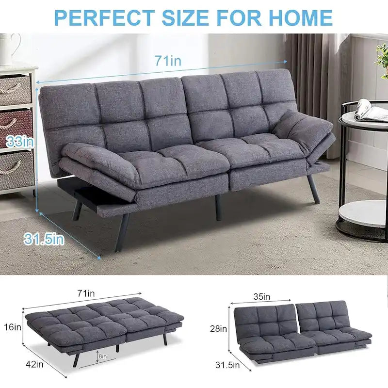 Cabrio Futon Schlafsofa mit verstellbaren Armlehnen