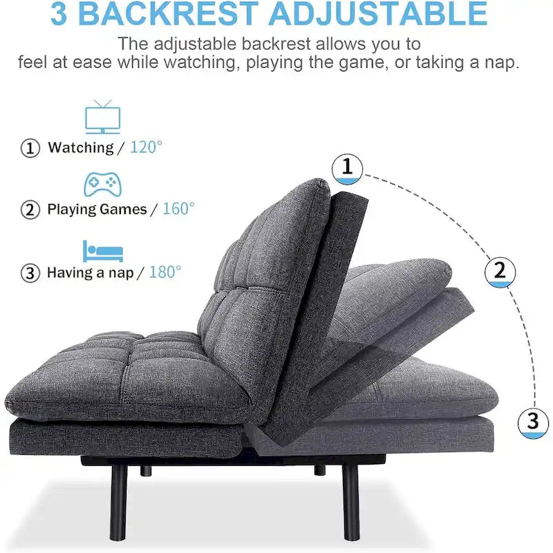 Cabrio Futon Schlafsofa mit verstellbaren Armlehnen