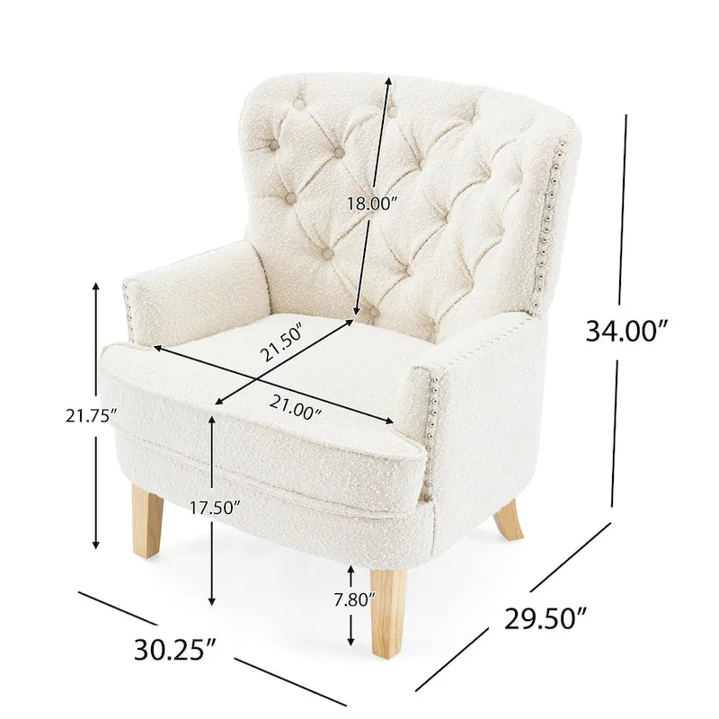 Clubsessel Almond Boucle mit Nagelbesatz
