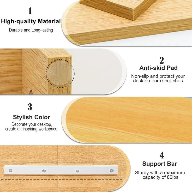 2-stufiger Monitorständer aus Holz mit Ablagefächern