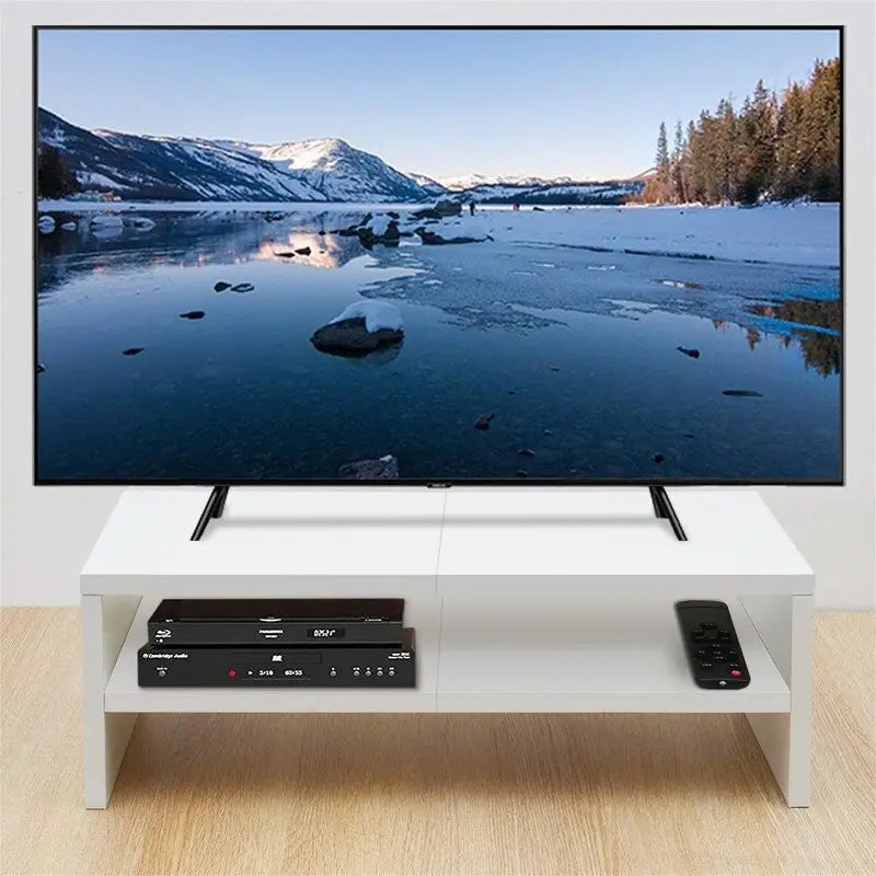 2-stufiger Monitorständer aus Holz mit Ablagefächern