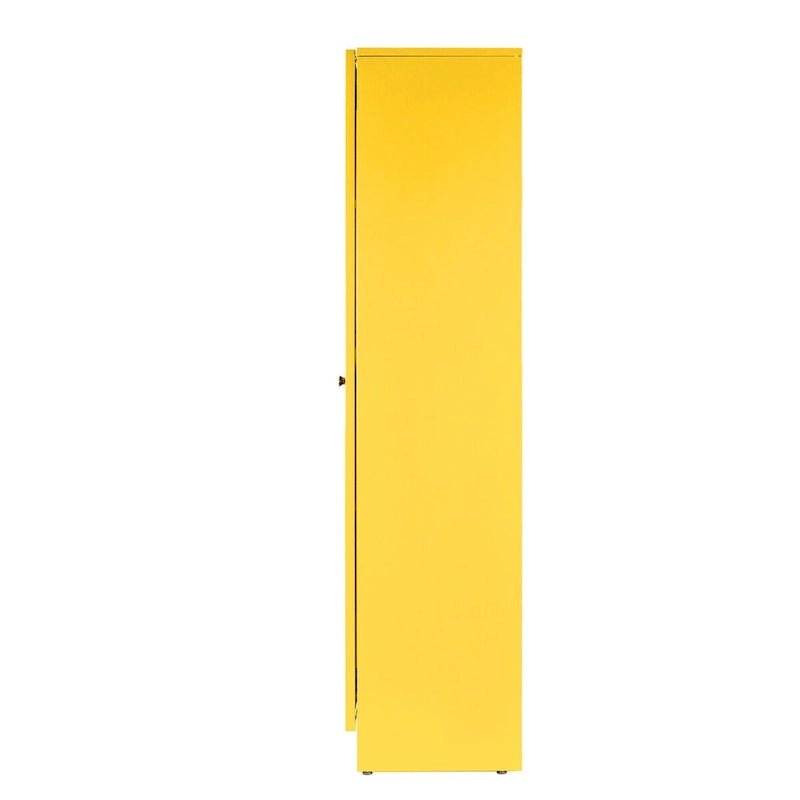 70" Gelber französischer Metallschrank mit Acrylglas und Doppeltüren