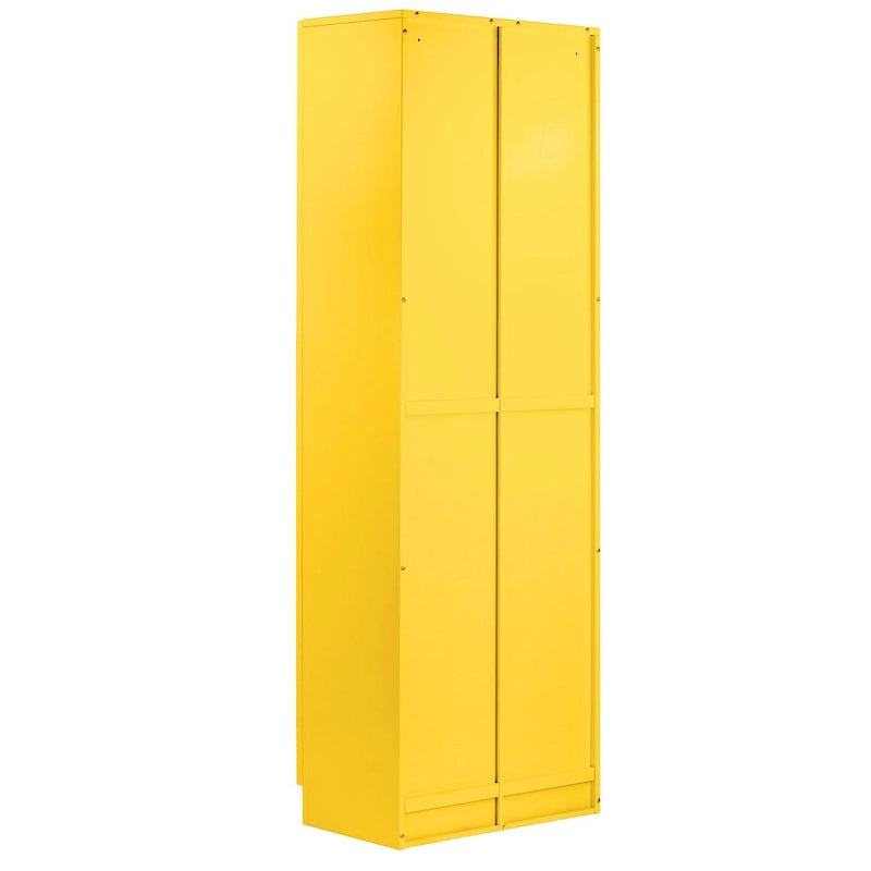 70" Gelber französischer Metallschrank mit Acrylglas und Doppeltüren